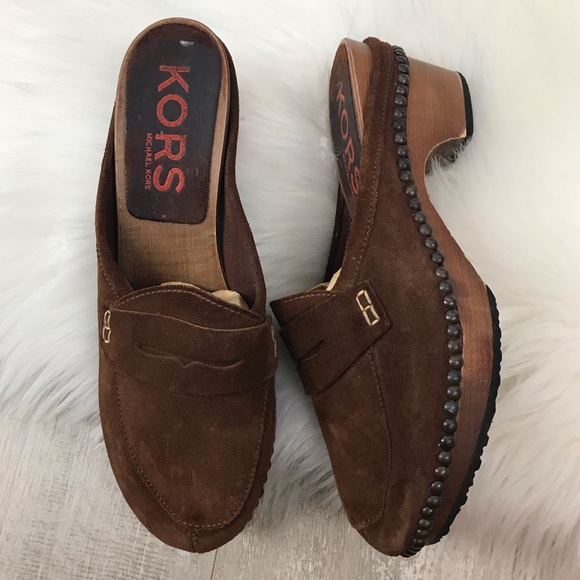 KORS Michael Kors Shoes - Kors by Michael Kors Brown Wooden Studded Clogs 8